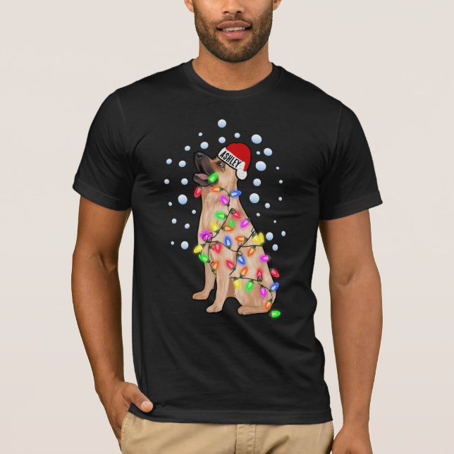 Weihnachtslicht Deutscher Schäferhund Welpe T-Shirt (Vorderseite)