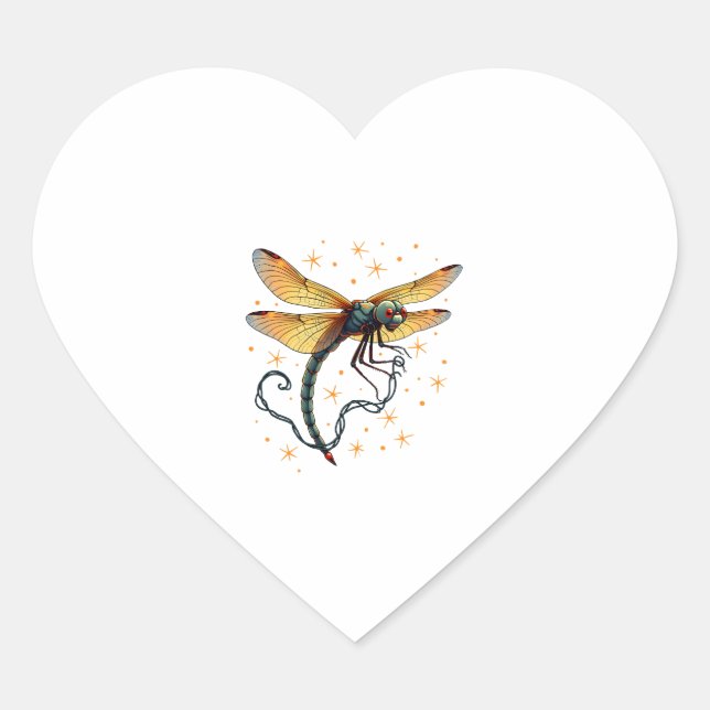 Weihnachtslicht-Dragonfly Herz-Aufkleber (Vorderseite)