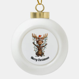 Weihnachtslicht-Elch Keramik Kugel-Ornament