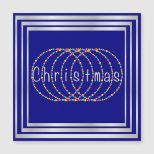Weihnachtslicht-Entwurf auf Blau mit Silber Magnetkarte
