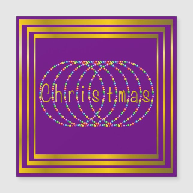 Weihnachtslicht-Entwurf auf Lila mit Gold Magnetkarte (Vorderseite)