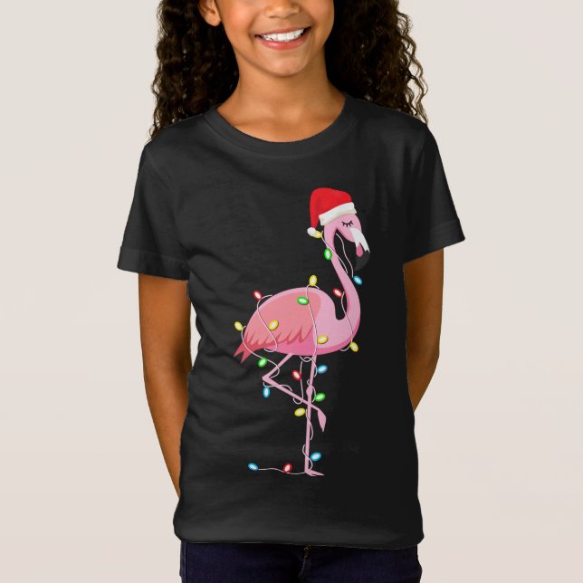 Weihnachtslicht Flamingo Lover Funny Xmas Geschenk T-Shirt (Vorderseite)
