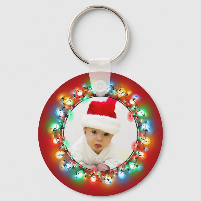 Weihnachtslicht Foto Kranz Schlüsselanhänger (Vorderseite)