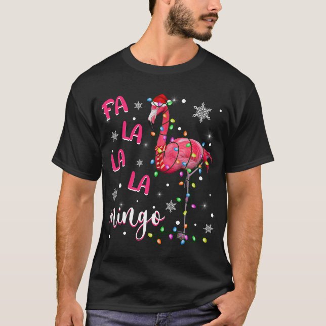 Weihnachtslicht Funny Xmas Weihnachtsmannmütze Fla T-Shirt (Vorderseite)