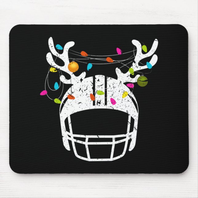Weihnachtslicht Fußball Helm Spaß Weihnachten Mousepad (Vorne)