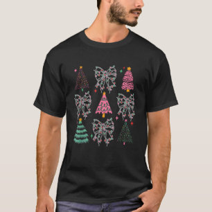 Weihnachtslicht Girly Coquette Bow Pink Weihnachts T-Shirt