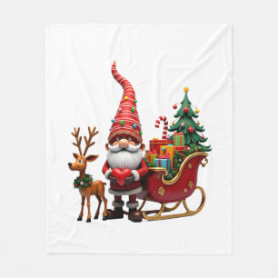 Weihnachtslicht-Gnom Weihnachtsmann auf Schlitten Fleecedecke