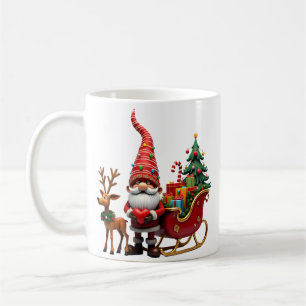 Weihnachtslicht-Gnom Weihnachtsmann auf Schlitten Kaffeetasse