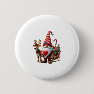 Weihnachtslicht-Gnom Weihnachtsmann fährt auf Schl Button