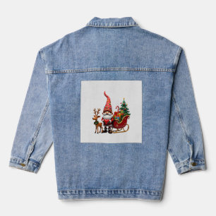 Weihnachtslicht-Gnom Weihnachtsmann fährt auf Schl Jeansjacke