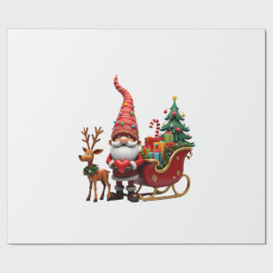 Weihnachtslicht-Gnom Weihnachtsmann Schlitten fahr Geschenkpapier