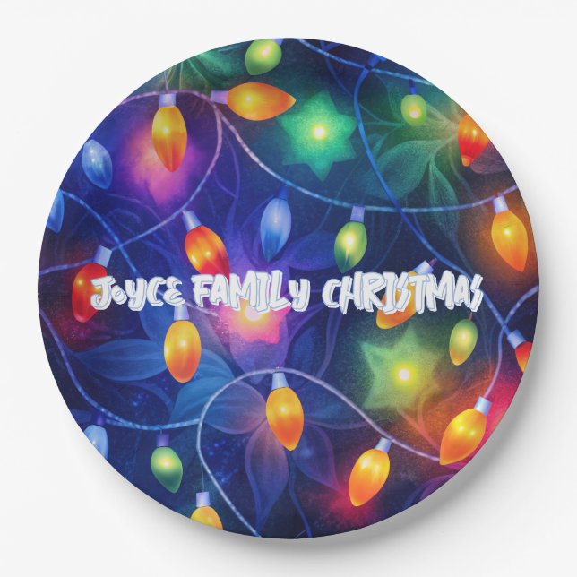 Weihnachtslicht Heller Urlaub Whimsical Merry Pappteller (Vorderseite)