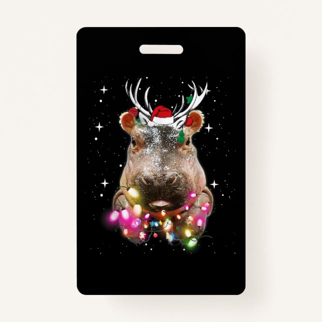 Weihnachtslicht Hippo Fiona Hippopotamus Lover Ausweis (Vorderseite)
