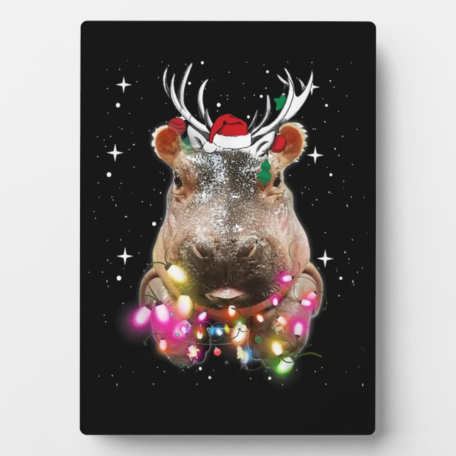 Weihnachtslicht Hippo Fiona Hippopotamus Lover Fotoplatte (Vorderseite)