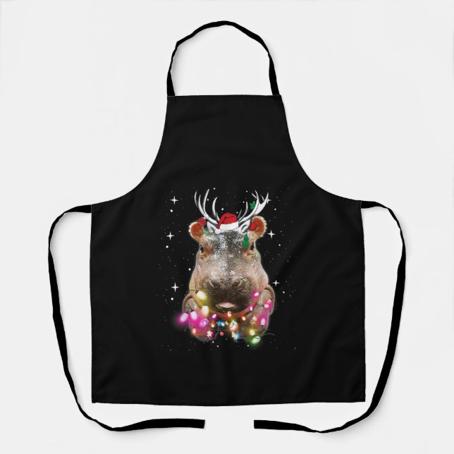 Weihnachtslicht Hippo Fiona Hippopotamus Lover Schürze (Vorderseite)