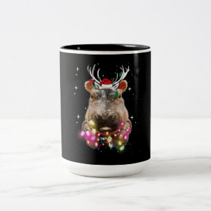 Weihnachtslicht Hippo Fiona Hippopotamus Lover Zweifarbige Tasse