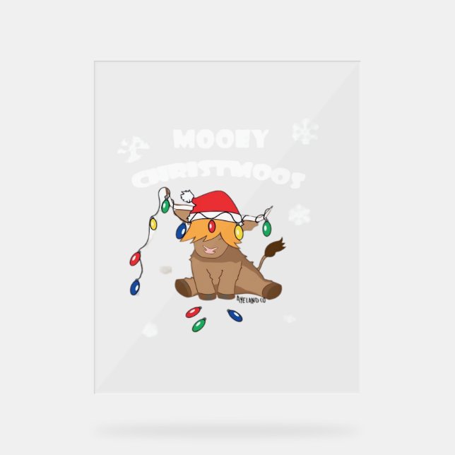 Weihnachtslicht Hochlandkuh hässlich Pullover Tauf Acrylschild (Vorderseite)