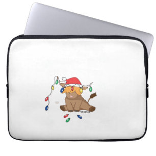 Weihnachtslicht Hochlandkuh hässlich Pullover Tauf Laptopschutzhülle