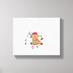 Weihnachtslicht Hochlandkuh hässlich Pullover Tauf Leinwanddruck