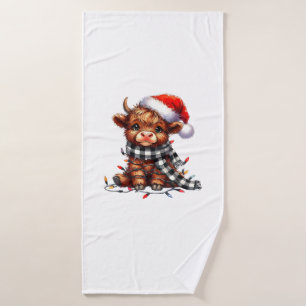 Weihnachtslicht Hochlandkuh Weihnachtslicht Badehandtuch