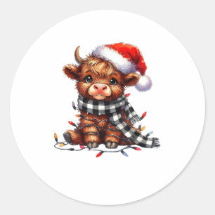 Weihnachtslicht Hochlandkuh Weihnachtslicht Runder Aufkleber