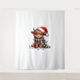 Weihnachtslicht Hochlandkuh Weihnachtslicht Wandteppich