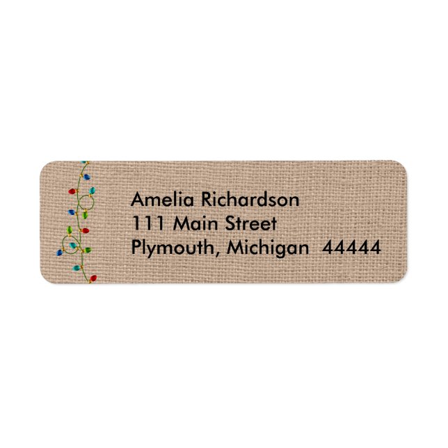 Weihnachtslicht Imitate Burlap-Mailing-Label (Vorne)