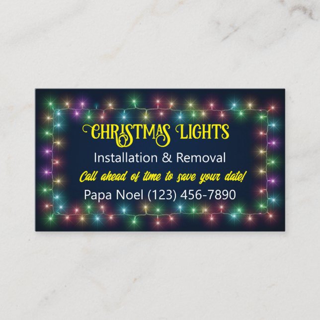 Weihnachtslicht Installation Business Cards Visitenkarte (Vorderseite)