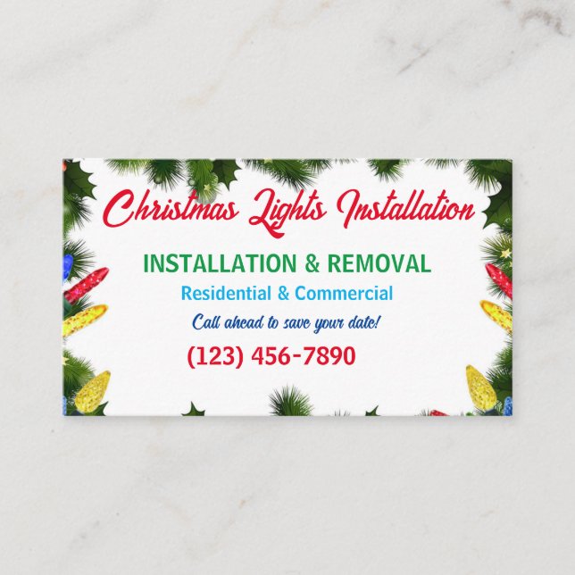 Weihnachtslicht Installation Business Cards Visitenkarte (Vorderseite)