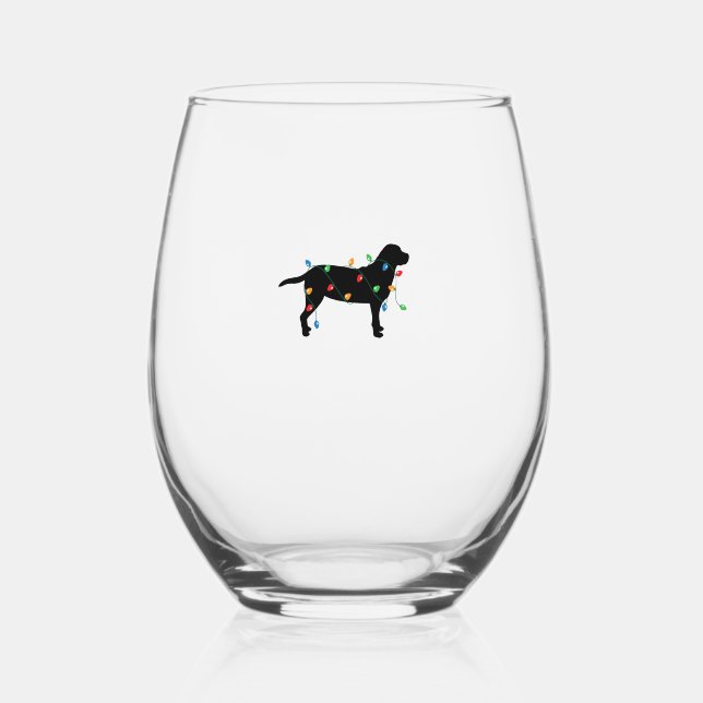 Weihnachtslicht Labrador Retriever Hundeshirt Weinglas Ohne Stiel (Vorderseite)