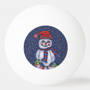 Weihnachtslicht-lächelnde Schneemann-Schneeflocke Tischtennisball