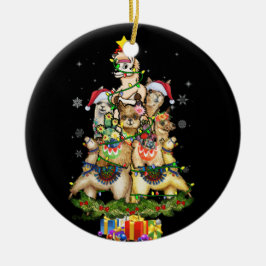 Weihnachtslicht Llama Weihnachtsmannmütze Tree Lla Keramik Ornament