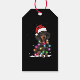 Weihnachtslicht mit Schnee in der Dackel Geschenkanhänger