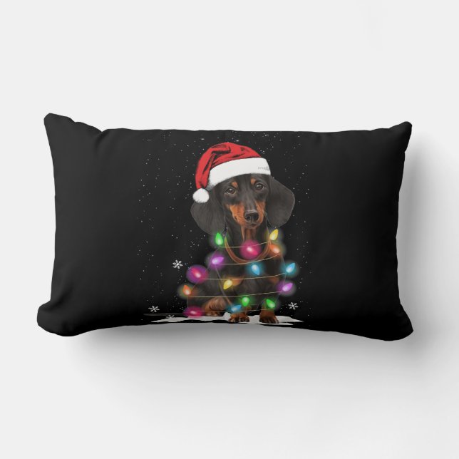 Weihnachtslicht mit Schnee in der Dackel Lendenkissen (Vorderseite)