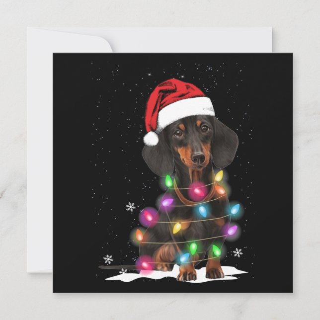 Weihnachtslicht mit Schnee in der Dackel Mitteilungskarte (Vorderseite)