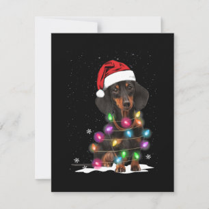 Weihnachtslicht mit Schnee in der Dackel Mitteilungskarte