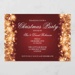 Weihnachtslicht-Party glühend Gold Einladung