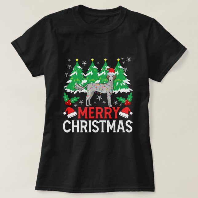 Weihnachtslicht Persischer Windhund xmasse Hund Lo T-Shirt (Design vorne)