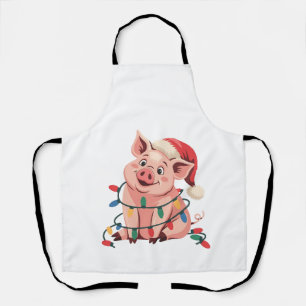 Weihnachtslicht Schwein mit Weihnachtshut - Pig Lo Schürze