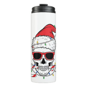 Weihnachtslicht-Skelett-Schädel Thermosbecher