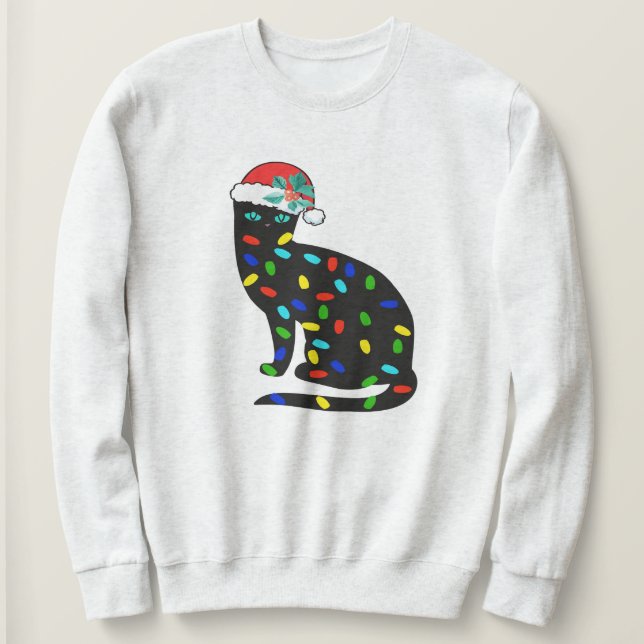 Weihnachtslicht Sweatshirt, spielerisch Katzenfarb Sweatshirt (Design vorne)