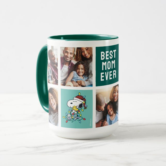Weihnachtslicht und Liebe - Mama FotoCollage Tasse (Vorderseite Links)