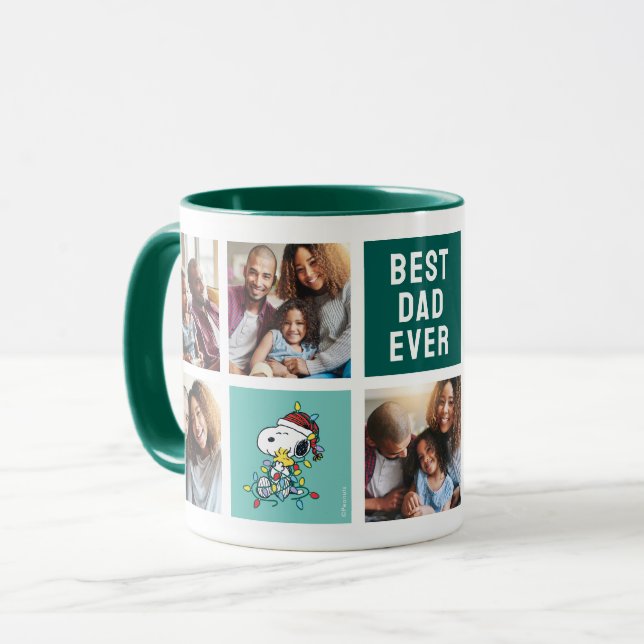 Weihnachtslicht und Liebe - Vater FotoCollage Tasse (Vorderseite Links)