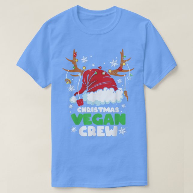 Weihnachtslicht Vegane Crew Vegetarischer Rentier  T-Shirt (Design vorne)
