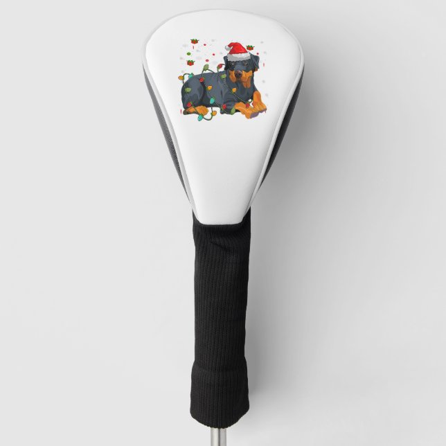 Weihnachtslicht Weihnachtsbaum Rottweiler Hund Golf Headcover (Vorderseite)