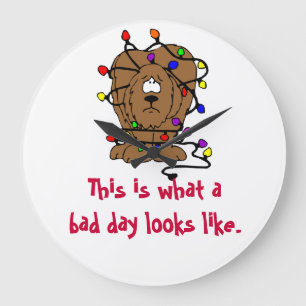 Weihnachtslicht Witze Funny Dog Urlaub Lichter Große Wanduhr