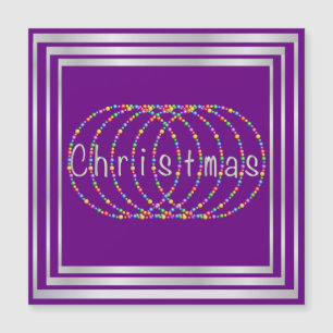 Weihnachtslichtdesign auf Lila mit Silber Magnetkarte