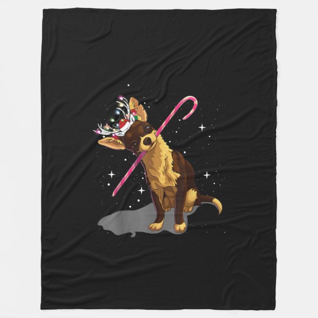 Weihnachtslichter Chihuahua Fleecedecke (Vorderseite)