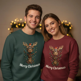 Weihnachtslichter Elch Sweatshirt