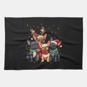 Weihnachtslichter Französische Bulldoggen Xmas Fra Geschirrtuch